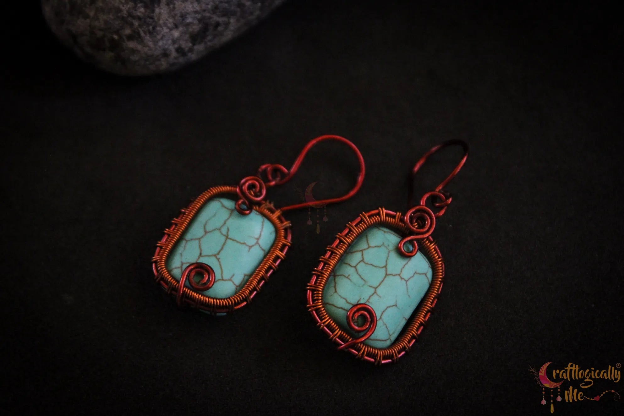 Turquoise Howlite Wire Frame Earrings – Handmade Wire Jewelry