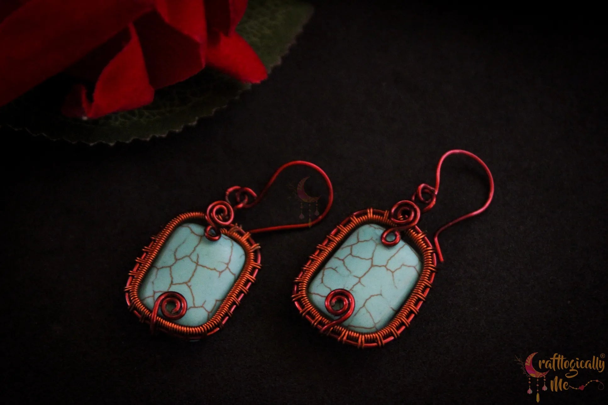 Turquoise Howlite Wire Frame Earrings – Handmade Wire Jewelry