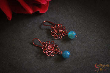 Flower Swirls Agate Drop Earrings – Handmade Floral Jewelry