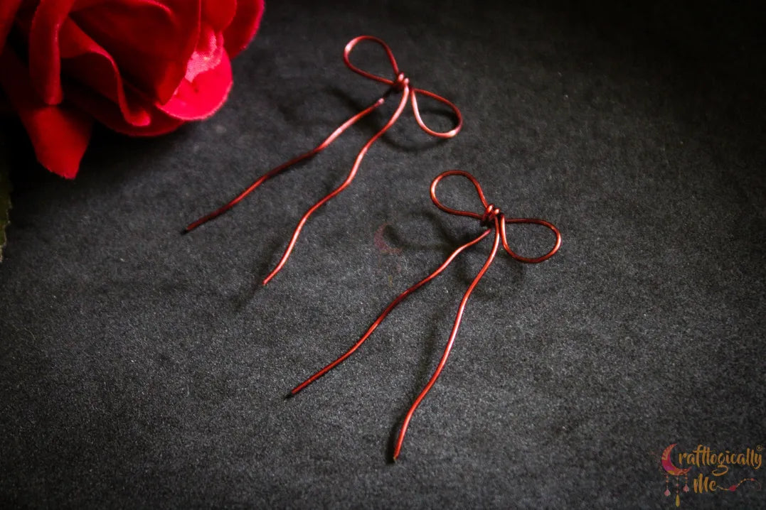 Bow Threader Earrings – Handmade Minimalist Wire Wrapped Jewelry