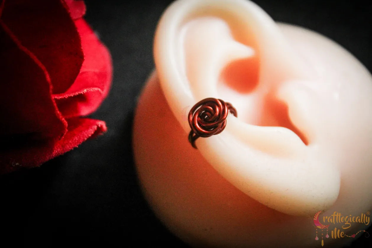 Rose Ear Cuff – Handmade Anti-Tarnish Copper Jewelry