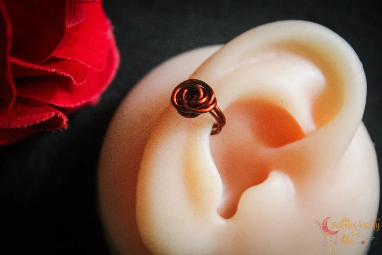 Rose Ear Cuff – Handmade Anti-Tarnish Copper Jewelry