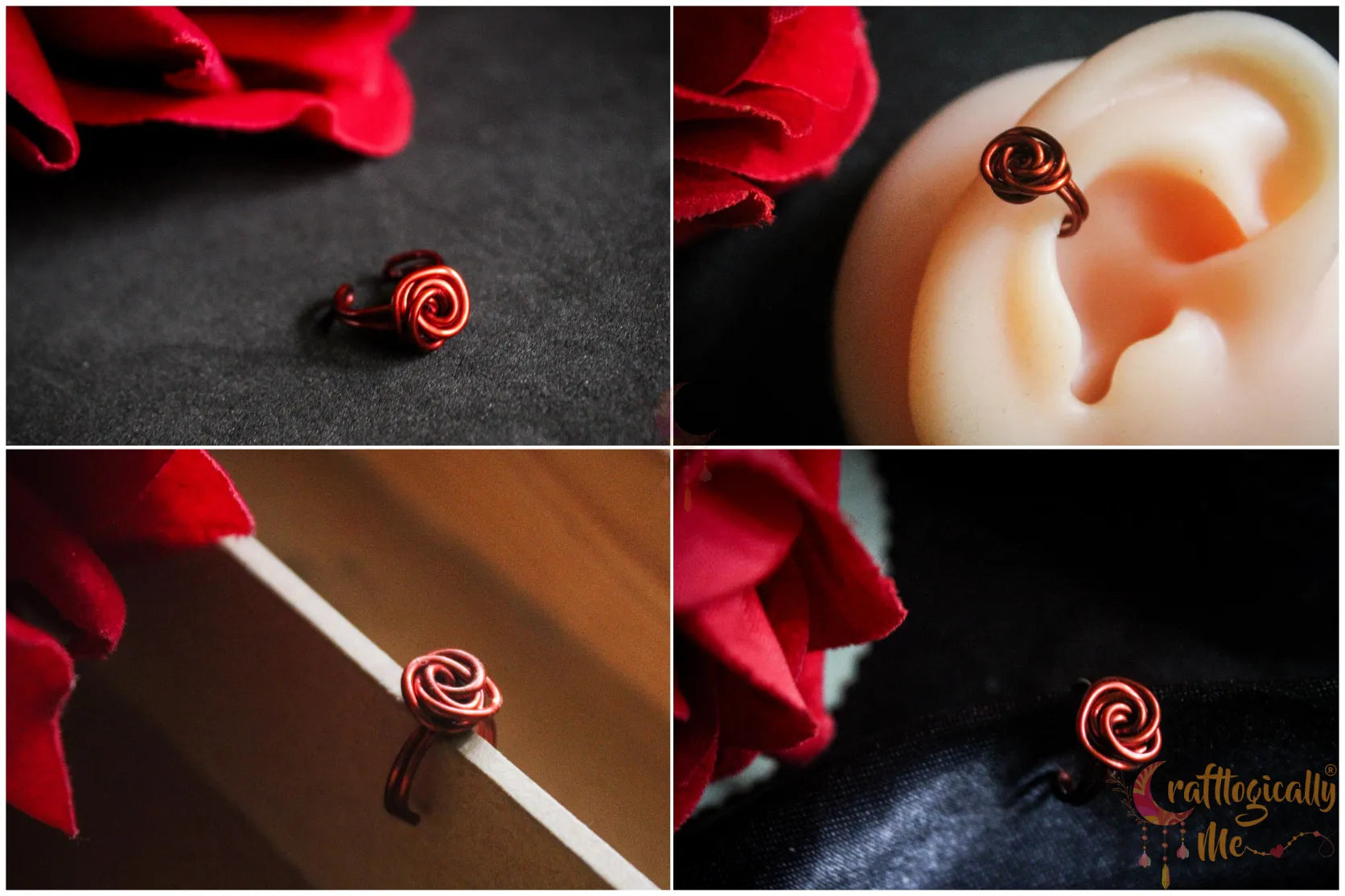 Rose Ear Cuff – Handmade Anti-Tarnish Copper Jewelry