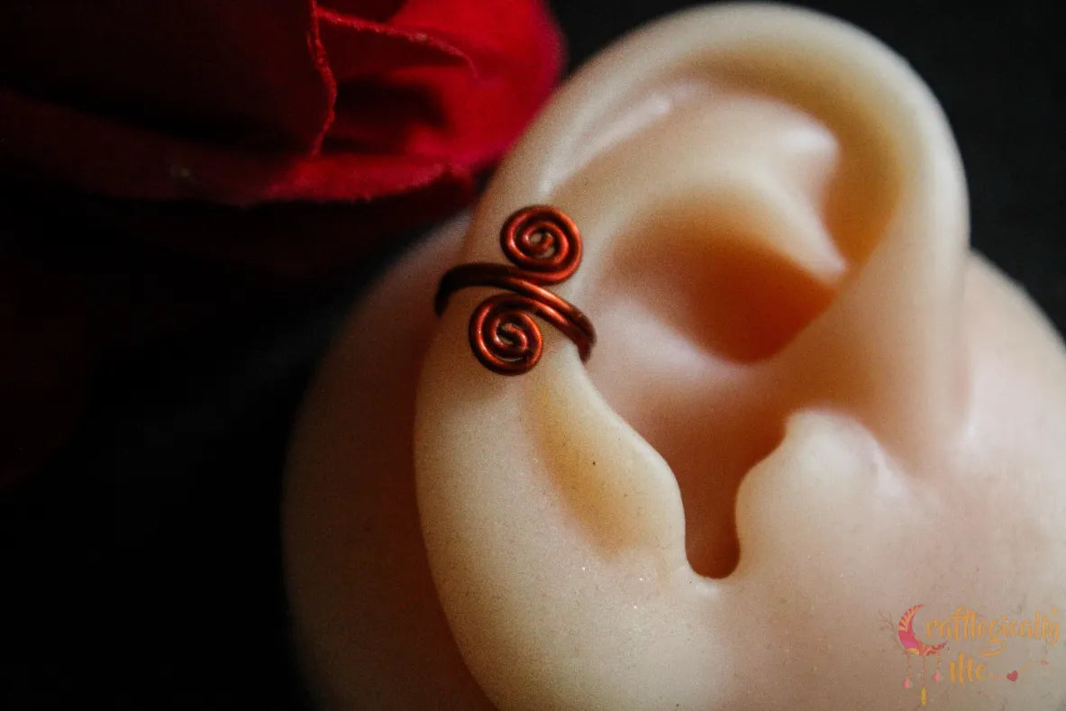 Double Swirl Ear Cuff – Handmade Anti-Tarnish Copper Jewelry