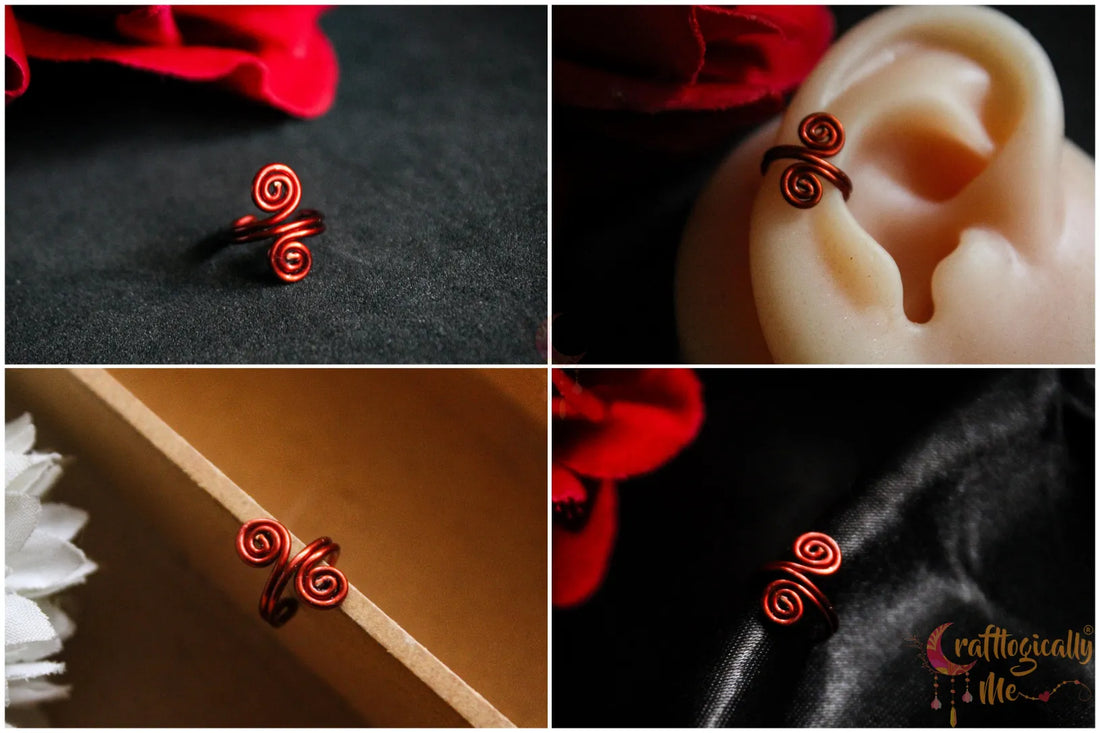 Double Swirl Ear Cuff – Handmade Anti-Tarnish Copper Jewelry