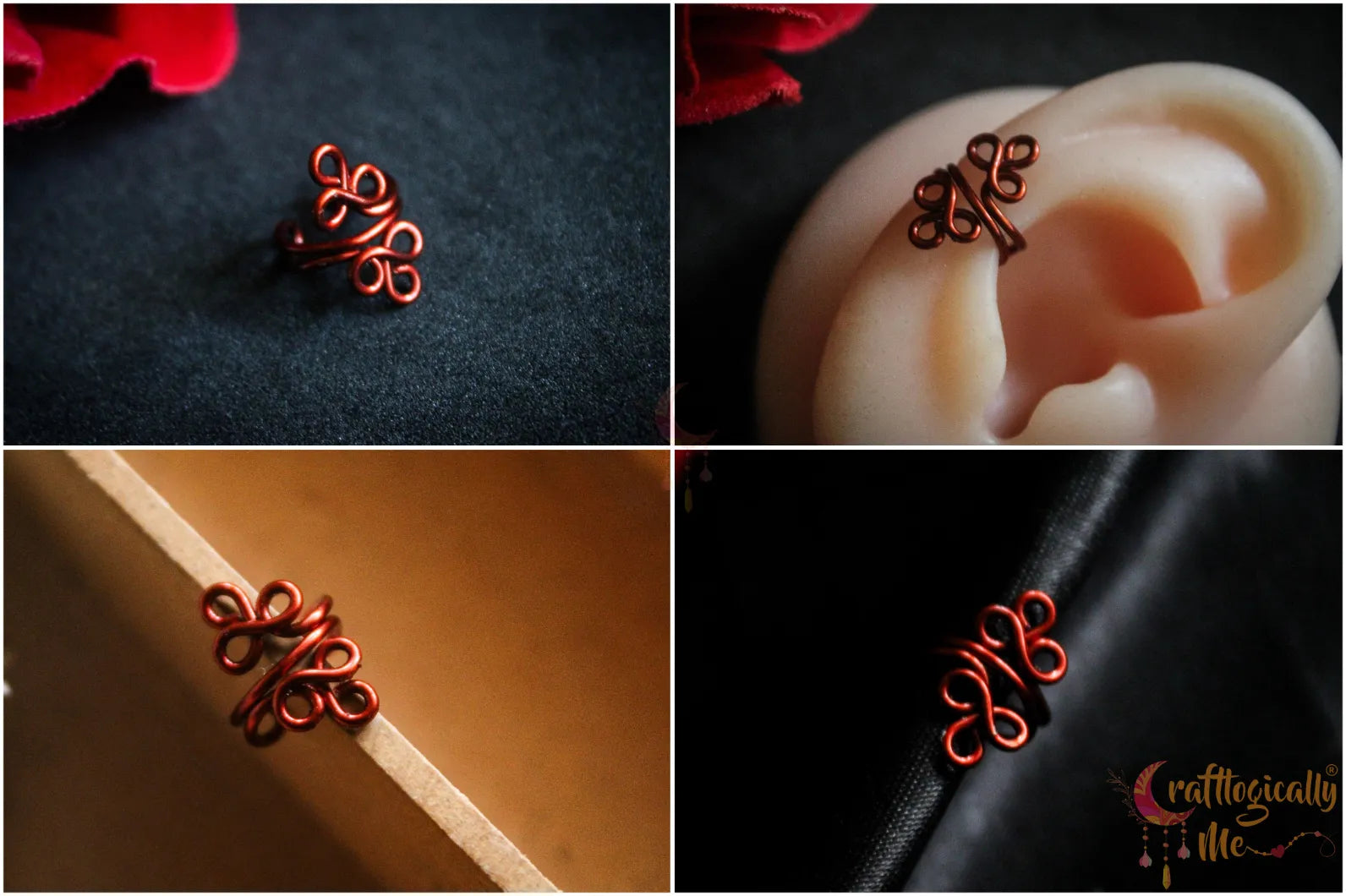 Tri Flower Ear Cuff – Handmade Anti-Tarnish Copper Jewelry