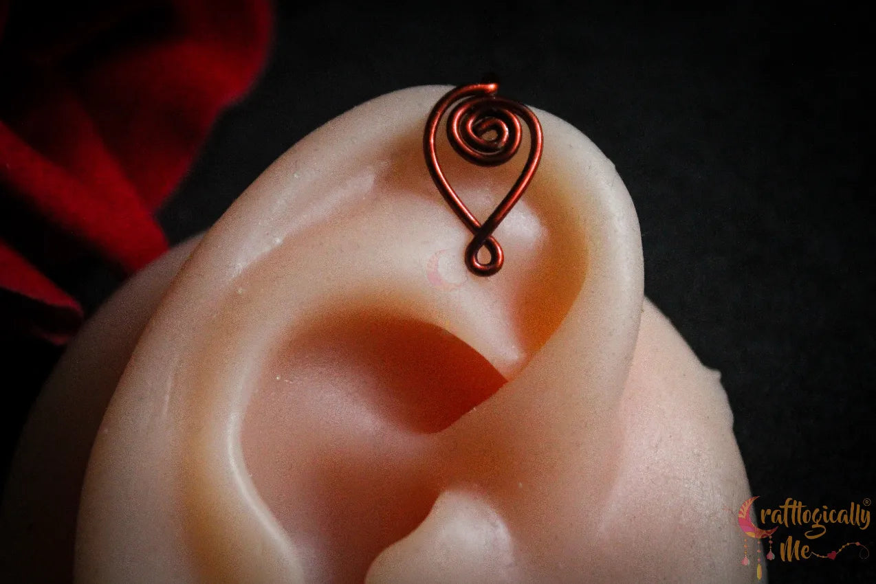 Swirl Tear Drop Ear Cuff – Handmade Anti-Tarnish Copper Jewelry
