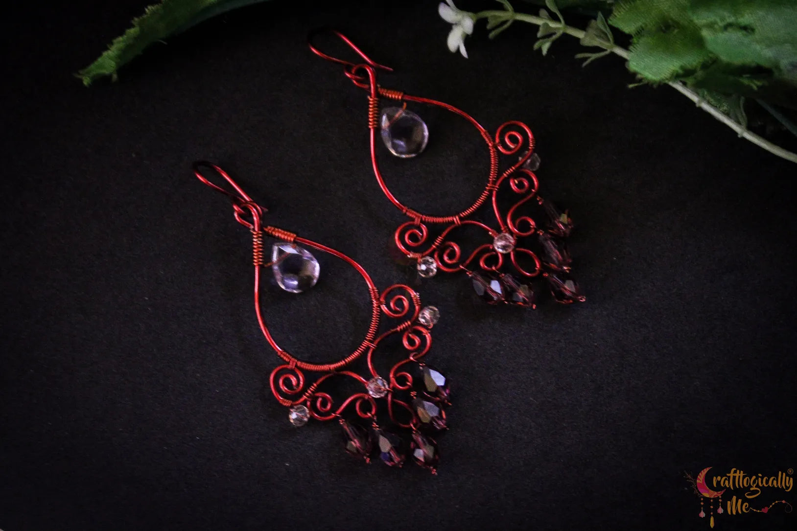 Bollywood Style Purple Crystal Dangler Earrings – Handmade Anti-Tarnish Copper Jewelry