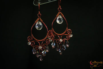 Bollywood Style Purple Crystal Dangler Earrings – Handmade Anti-Tarnish Copper Jewelry