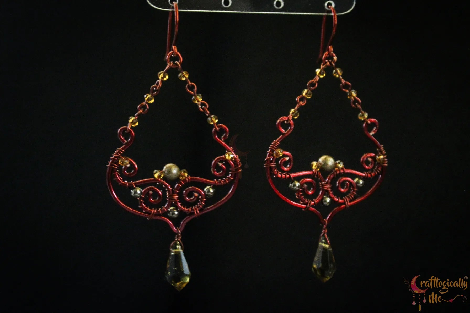 Boho Style Chandelier Honey Crystal Dangler Earrings – Handmade Anti-Tarnish Copper Jewelry