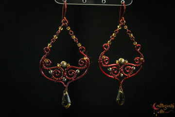 Boho Style Chandelier Honey Crystal Dangler Earrings – Handmade Anti-Tarnish Copper Jewelry