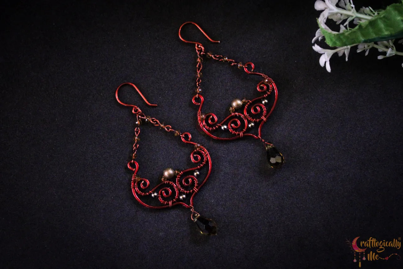 Boho Style Chandelier Honey Crystal Dangler Earrings – Handmade Anti-Tarnish Copper Jewelry