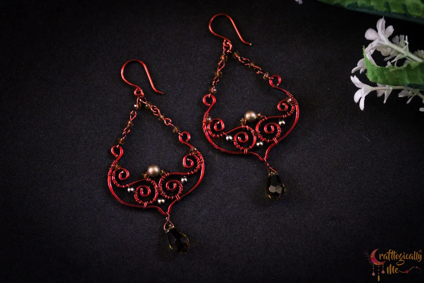 Boho Style Chandelier Honey Crystal Dangler Earrings – Handmade Anti-Tarnish Copper Jewelry