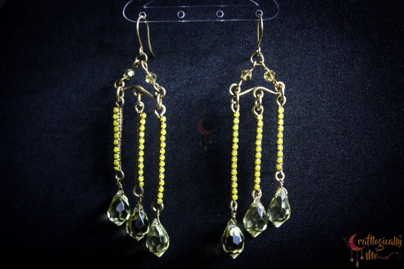 Golden Cascade Crystal Dangler Earrings – Handmade Statement Jewelry