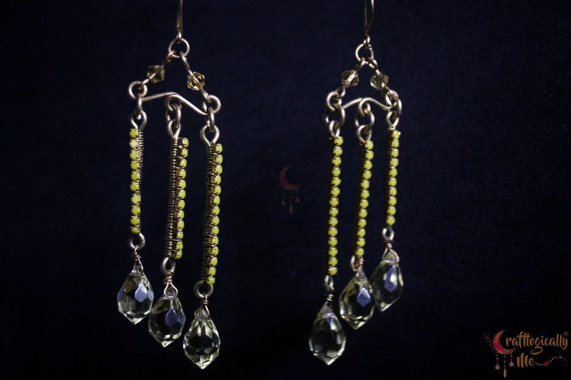 Golden Cascade Crystal Dangler Earrings – Handmade Statement Jewelry
