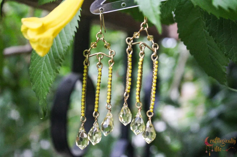 Golden Cascade Crystal Dangler Earrings – Handmade Statement Jewelry