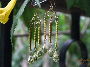 Golden Cascade Crystal Dangler Earrings – Handmade Statement Jewelry