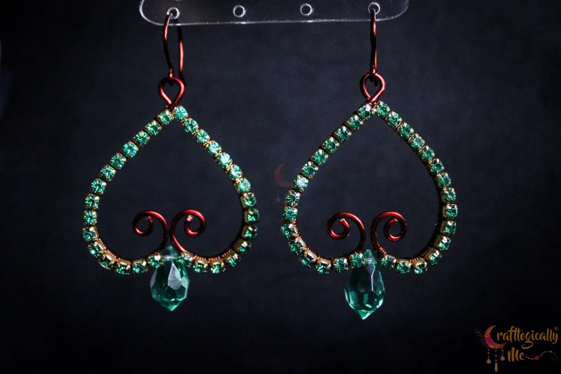 Turquoise Swirl Crystal Dangler Earrings – Handmade Statement Jewelry