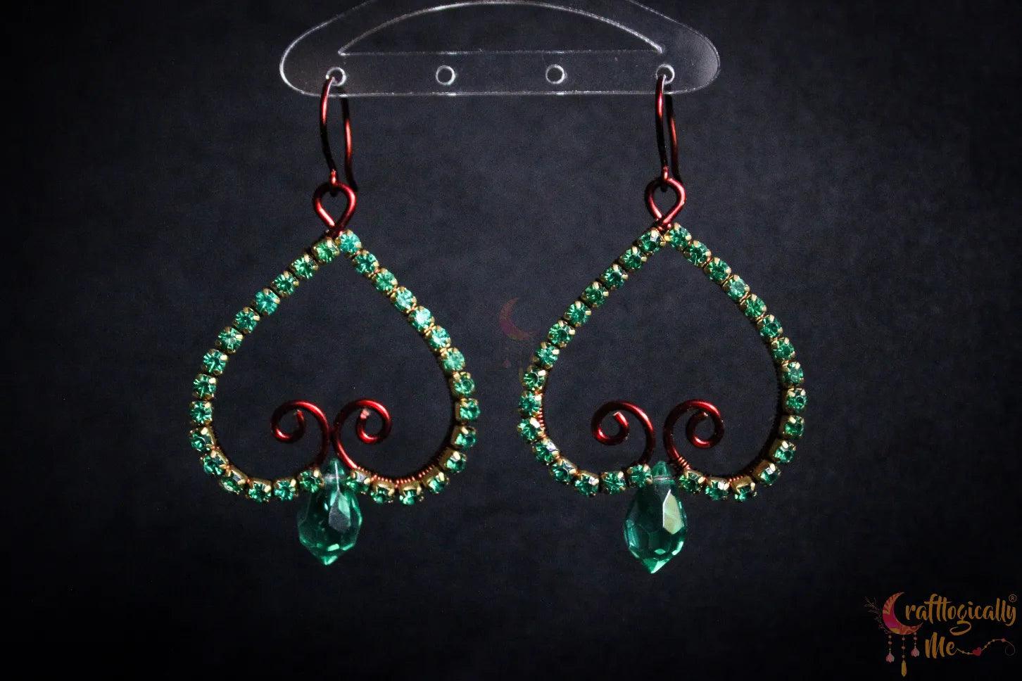 Turquoise Swirl Crystal Dangler Earrings – Handmade Statement Jewelry