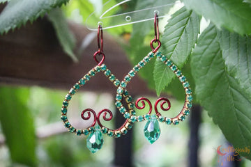 Turquoise Swirl Crystal Dangler Earrings – Handmade Statement Jewelry