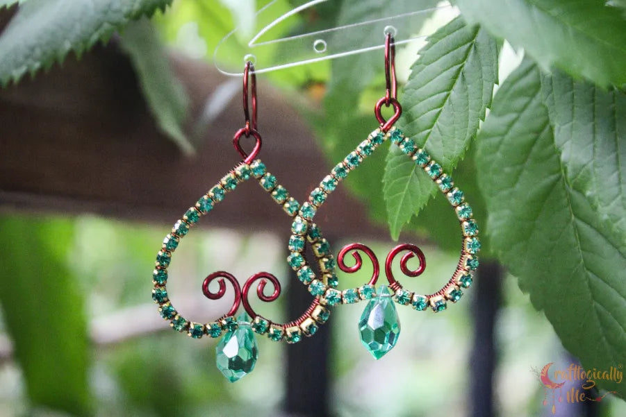 Turquoise Swirl Crystal Dangler Earrings – Handmade Statement Jewelry
