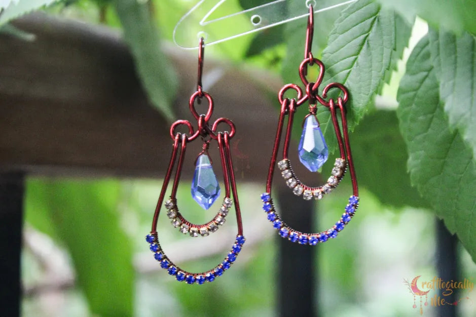 Blue Crystal Layered Chandelier Earrings – Handmade Statement Jewelry