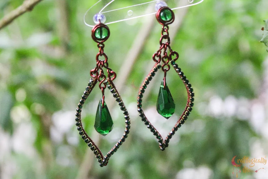 Emerald Green Crystal Marquise Drop Earrings – Handmade Statement Jewelry