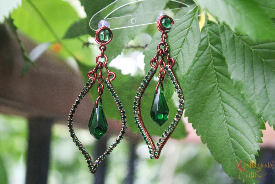 Emerald Green Crystal Marquise Drop Earrings – Handmade Statement Jewelry