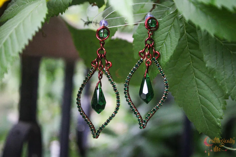 Emerald Green Crystal Marquise Drop Earrings – Handmade Statement Jewelry