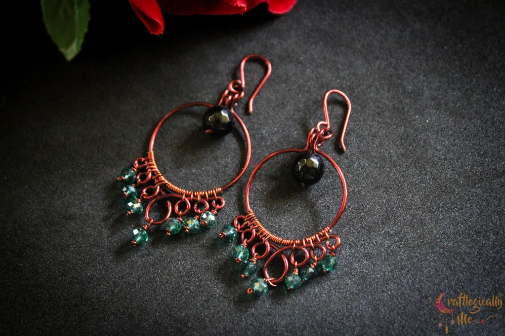 Midnight Bead Hoop Earrings – Handmade Boho Jewelry