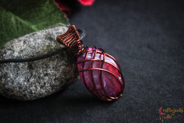 Pink & Purple Onyx Cross Over Pendant – Handmade Wire Wrapped Jewelry
