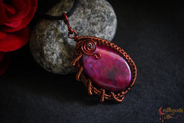 Pink Onyx Abstract Wire Wrapped Pendant – Handmade Anti-Tarnish Jewelry