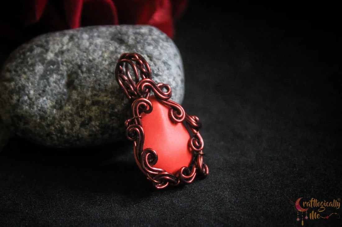Orange Howlite Swirl Wire Wrapped Pendant – Handmade Anti-Tarnish Jewelry