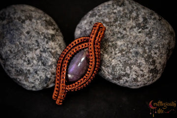 Purple Labradorite Gemstone Marquee Pendant – Handmade Anti-Tarnish Copper Wire Wrapped Jewelry