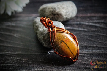 Jasper Gemstone Minimalist Pendant – Handmade Anti-Tarnish Copper Wire Wrapped Jewelry