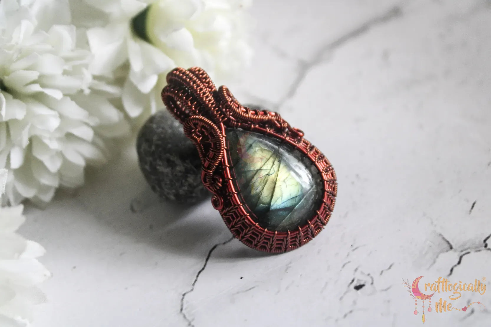 Multi-Flash Labradorite Gemstone Drop Wrap Pendant – Handmade Wire Wrapped Jewelry