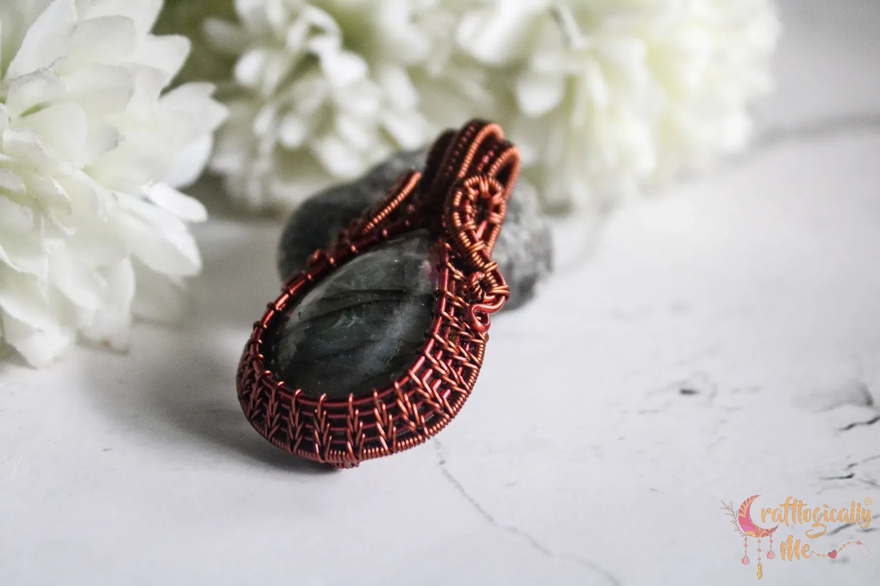 Multi-Flash Labradorite Gemstone Drop Wrap Pendant – Handmade Wire Wrapped Jewelry