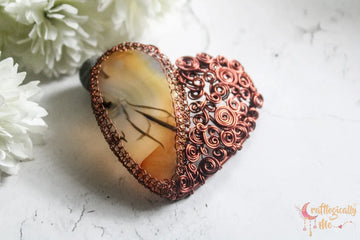 Yellow Synthetic Gemstone Swirly Heart Wrap Pendant – Handmade Wire Wrapped Jewelry