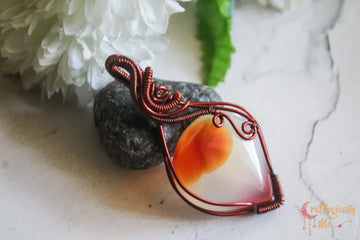 Carnelian Agate Minimalist Wrap Pendant – Handmade Wire Wrapped Gemstone Jewelry