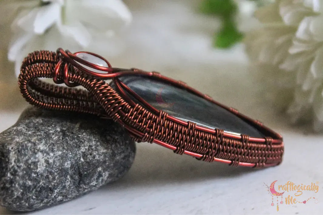 Blue Labradorite and Moonstone Drop Pendant – Handmade Dual Gemstone Wire Wrapped Jewelry