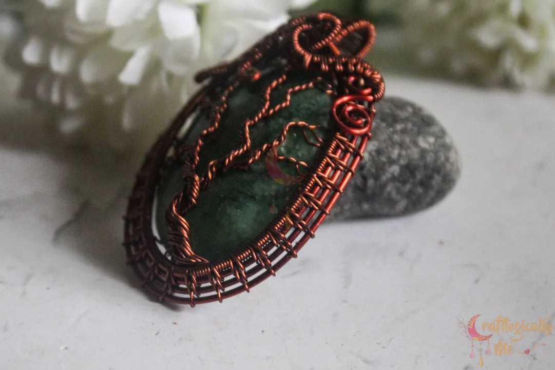 Moss Agate Tree of Life Framed Pendant – Handmade Wire Wrapped Gemstone Jewelry