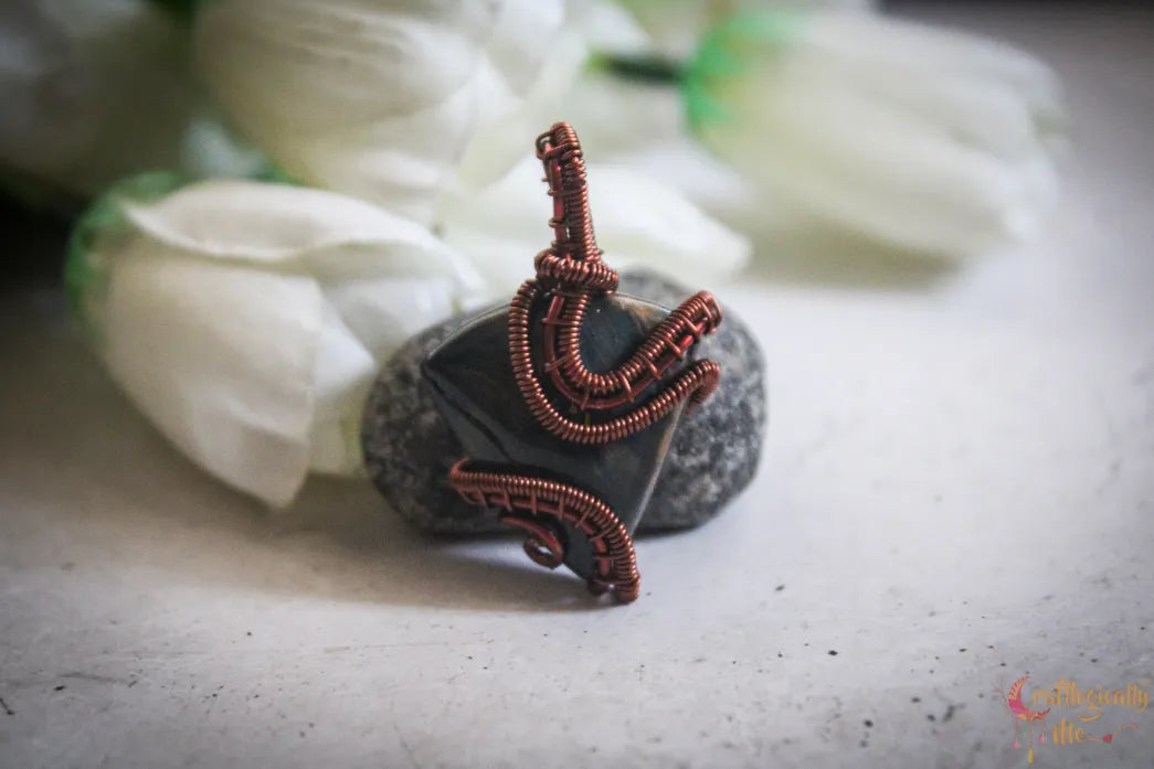 Blue Tiger’s Eye Gemstone Pendant – Handmade Wire Wrapped Jewelry for Focus and Clarity