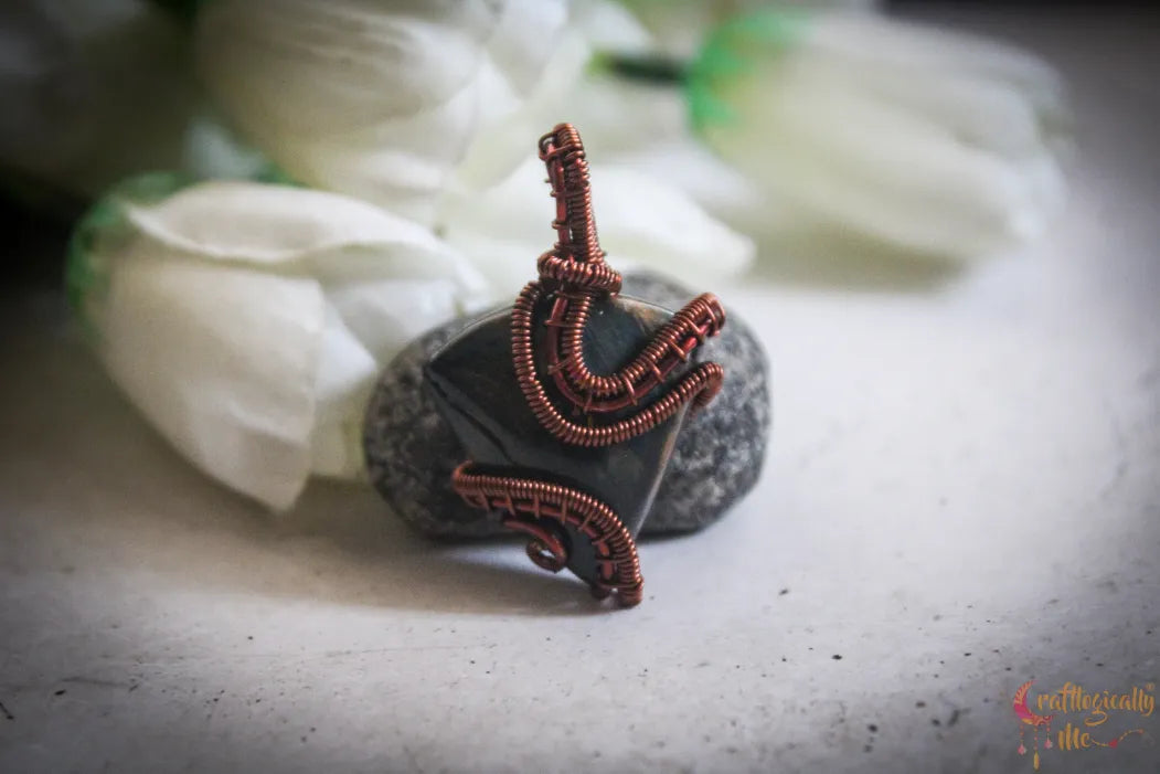 Blue Tiger’s Eye Gemstone Pendant – Handmade Wire Wrapped Jewelry for Focus and Clarity