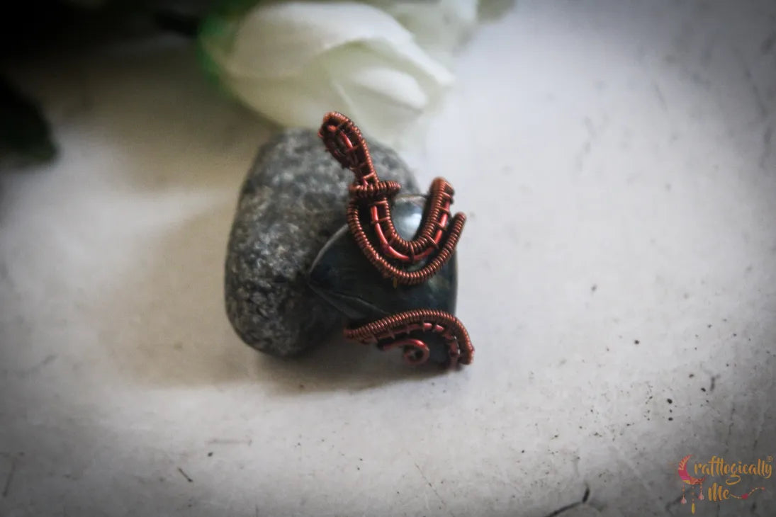 Blue Tiger’s Eye Gemstone Pendant – Handmade Wire Wrapped Jewelry for Focus and Clarity