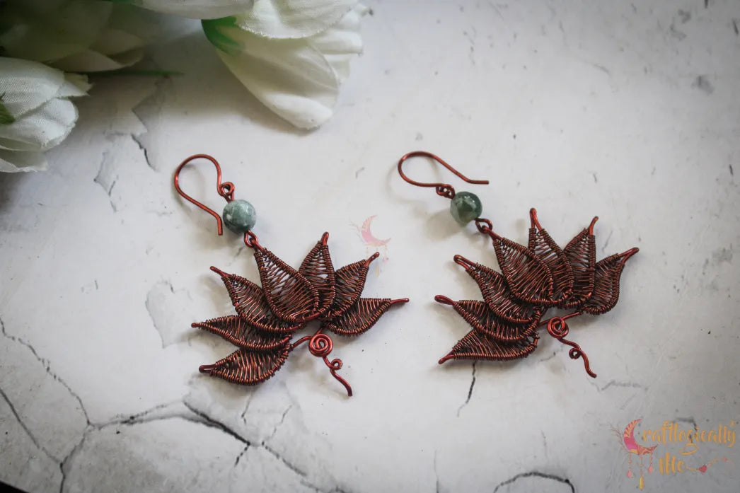 Green Aventurine Lotus Signature Pendant Set – Handmade Wire Wrapped Jewelry