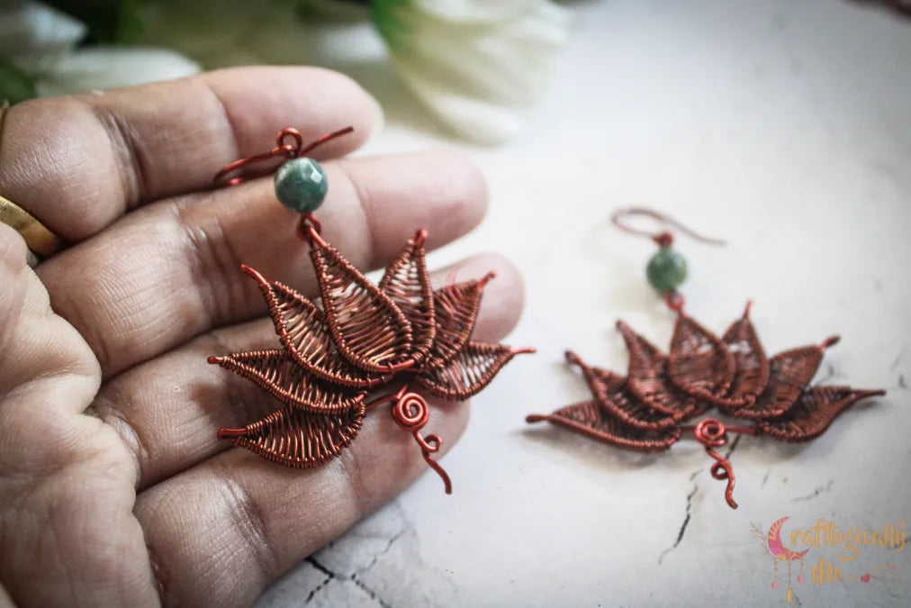 Green Aventurine Lotus Signature Pendant Set – Handmade Wire Wrapped Jewelry