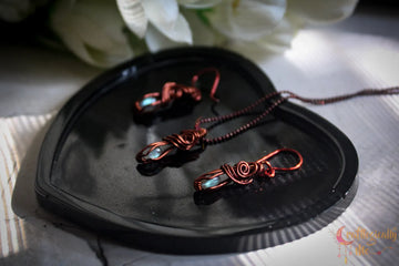 Mini Labradorite Gemstone Pendant Set – Handmade Wire Wrapped Jewelry