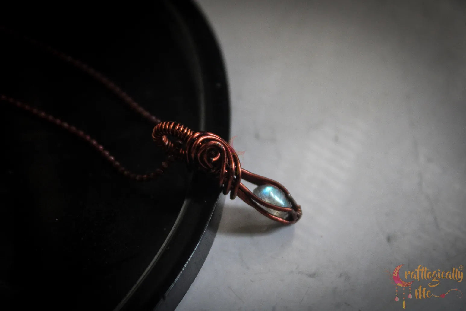 Mini Labradorite Gemstone Pendant Set – Handmade Wire Wrapped Jewelry