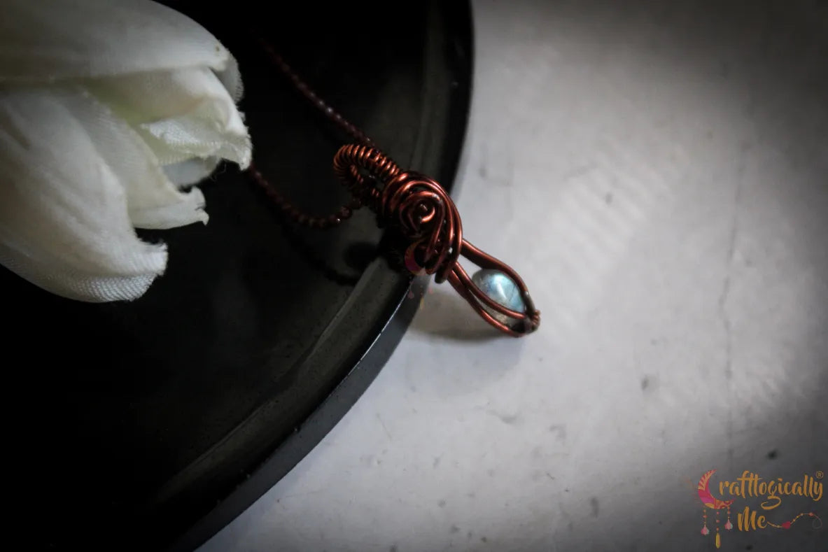 Mini Labradorite Gemstone Pendant Set – Handmade Wire Wrapped Jewelry