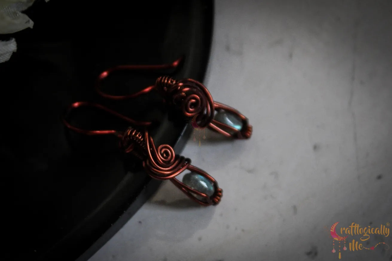 Mini Labradorite Gemstone Pendant Set – Handmade Wire Wrapped Jewelry